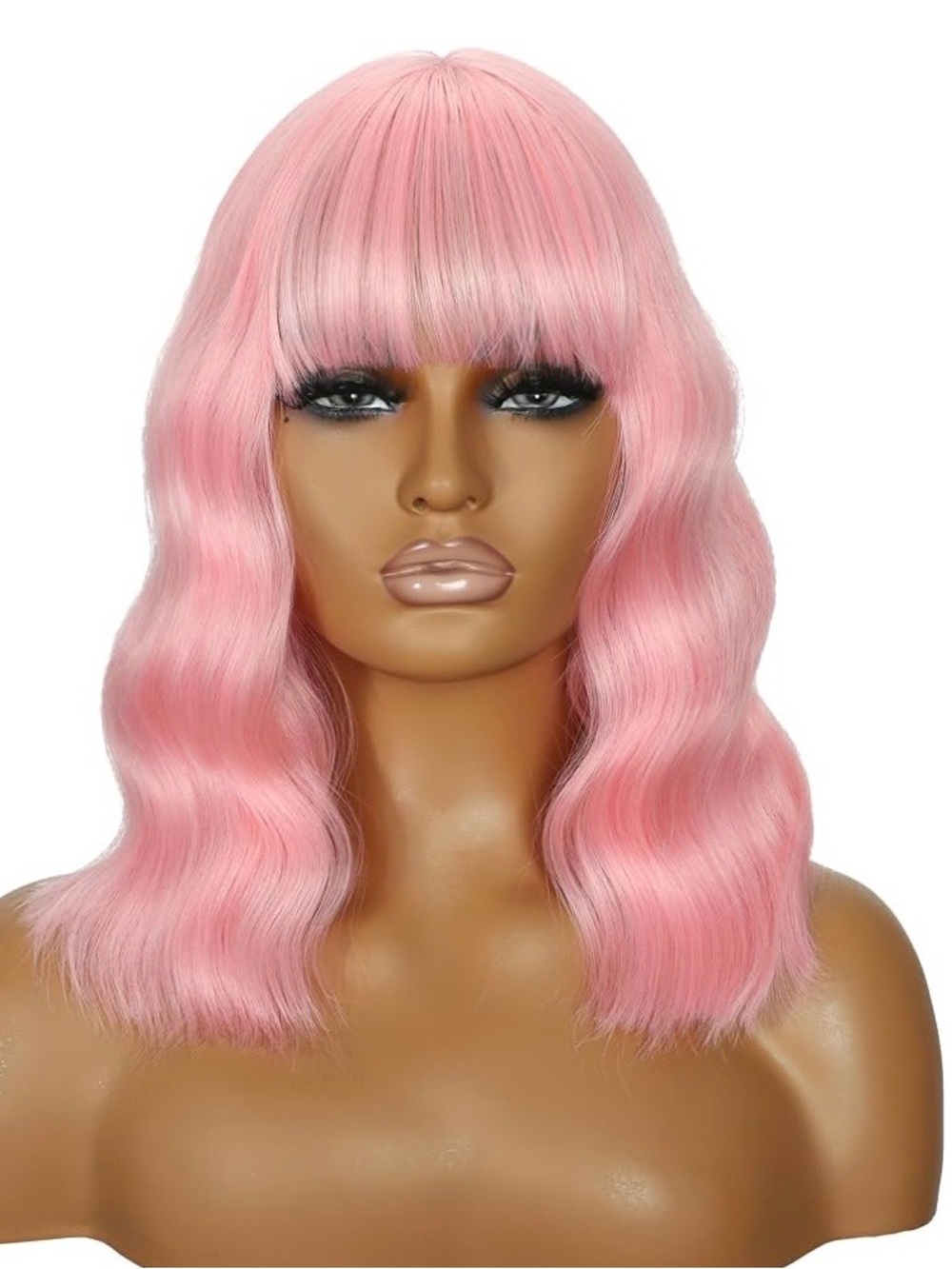 Bob Wig Wavy Shoulder Length Hair with Bangs for Women Cosplay